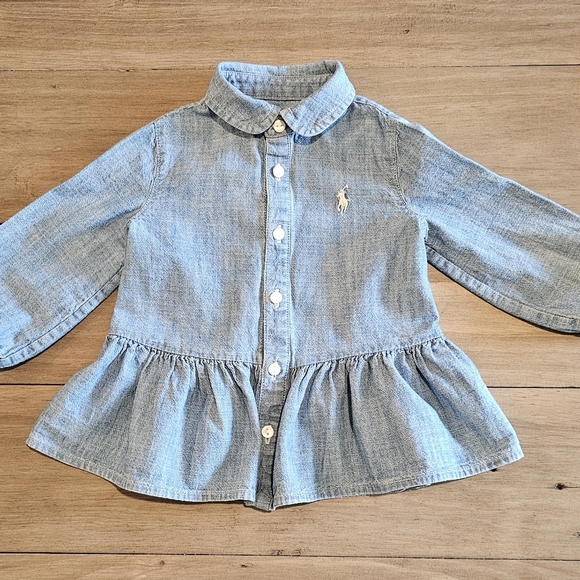 Ralph Lauren Baby Blue Chambray Dress - Picture 1 of 10